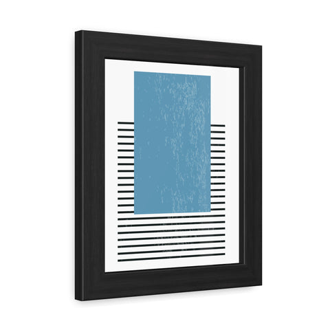 Ink Stamp 2 - Modern Minimalist Framed Poster - Blue Abstract Design for Home Decor