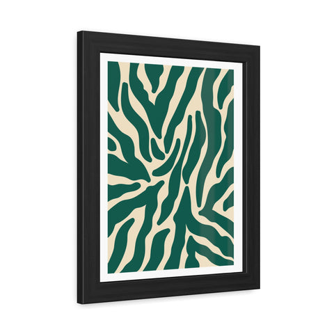 Natural formation 4- Modern Abstract Framed Poster - Green and Beige Wave Pattern Art for Home Decor