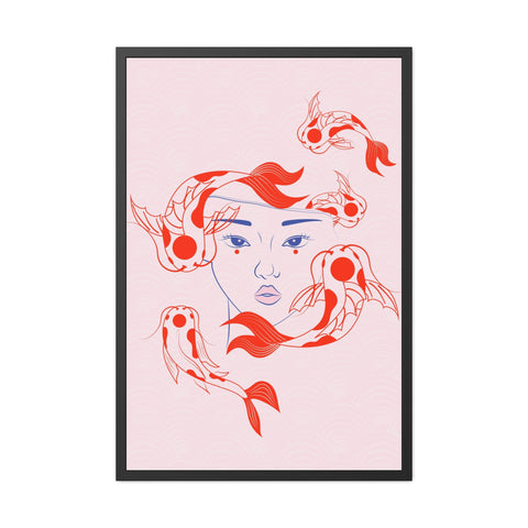 Koi Fish Art Framed Poster - Serene Wall Decoration for Home Decor Enthusiasts