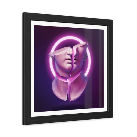 Broken - Modern Art Framed Poster - Dual Face Sculpture with Neon Glow