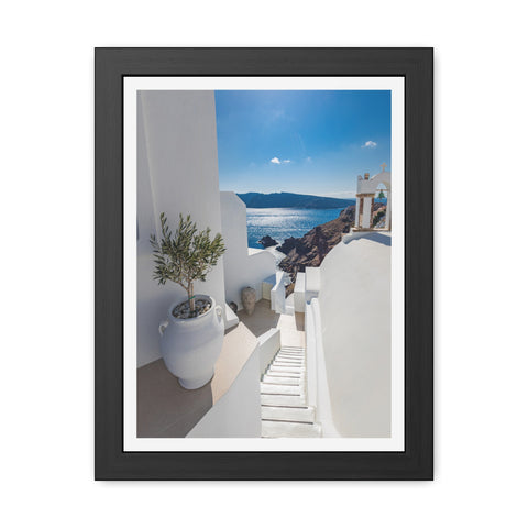 Greek Summer - Serene Coastal Framed Poster - Perfect for Home Decor & Gift Ideas