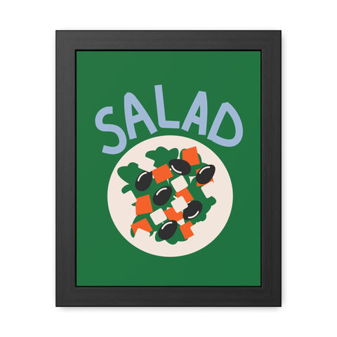 Whimsical Salad Framed Poster - Fun Kitchen Decor for Food Lovers