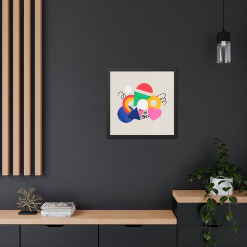 Cluster 1 - Vibrant Abstract Framed Poster - Modern Geometric Wall Art for Home Decor