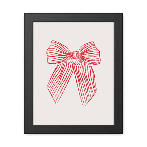 With a bow 1 - Elegant Red Ribbon Framed Poster | Holiday Decor & Gift