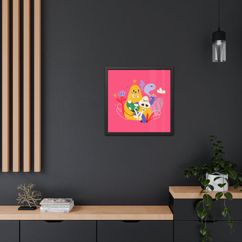 Fun Land 1 - Whimsical Framed Poster - Colorful Character Art for Cheerful Spaces