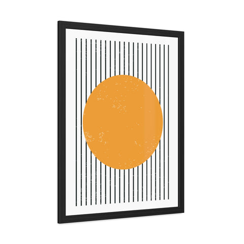 Ink Stamp 1 - Modern Geometric Framed Poster - Minimalist Art with Yellow Circle