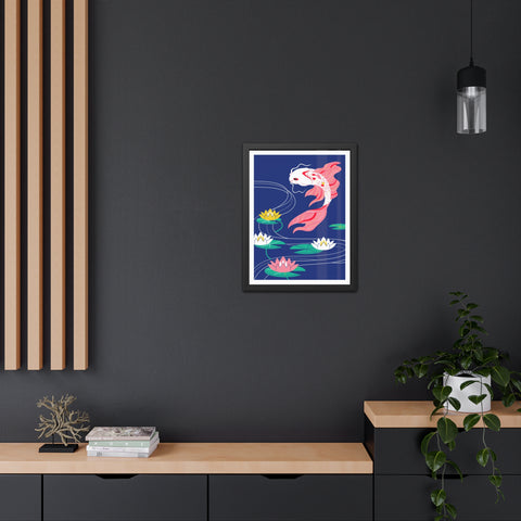 Japanese Garden 1 - Koi Fish Framed Poster - Tranquil Water Lily Art for Home Décor