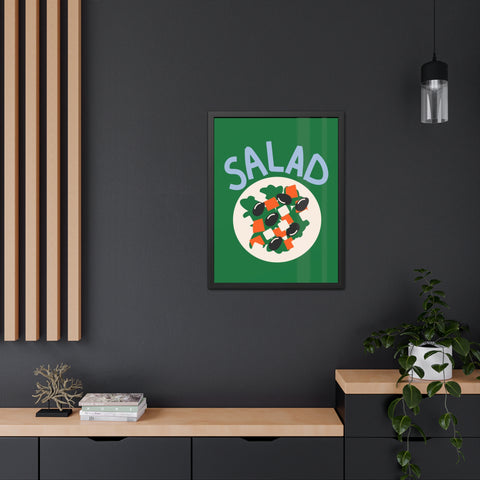 Whimsical Salad Framed Poster - Fun Kitchen Decor for Food Lovers