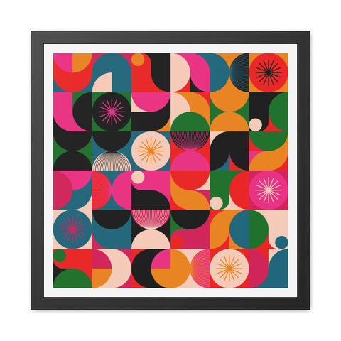 Tiled - Vibrant Geometric Framed Poster - Colorful Wall Art for Modern Spaces