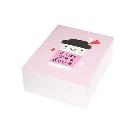 "I Like You a Latte" Cute Coffee Valentine Card — Love / Valentine Greeting Card - Illustrated, Funny, Snarky, Modern