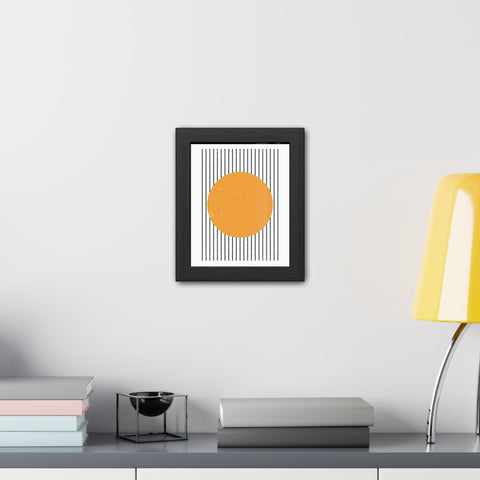 Ink Stamp 1 - Modern Geometric Framed Poster - Minimalist Art with Yellow Circle