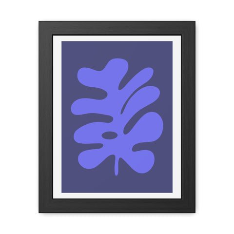 Stratica 7 - Modern Botanical Framed Poster - Abstract Blue Leaf Design for Home Decor