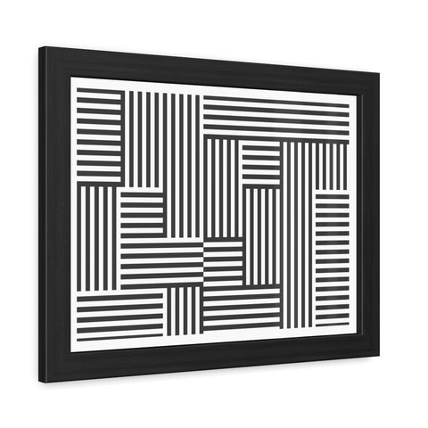 Horizon Grid 4 - Modern Minimalist Framed Poster - Abstract Black and White Line Art