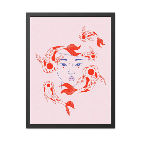 Koi Fish Art Framed Poster - Serene Wall Decoration for Home Decor Enthusiasts