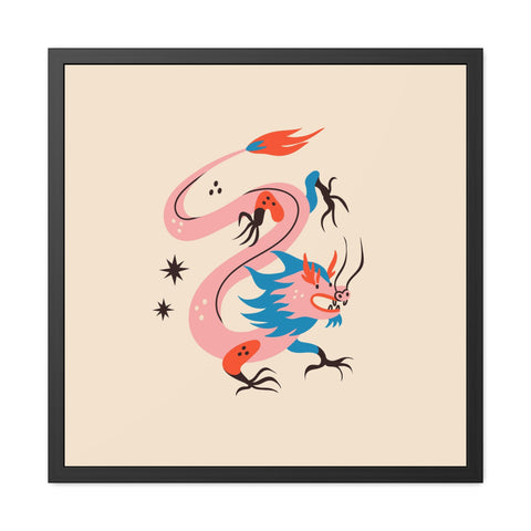Dragon 2 - Whimsical Dragon Framed Poster - Colorful Art for Home Decor