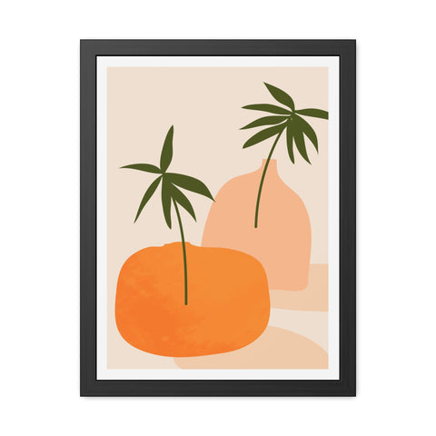 Agora 2 - Modern Framed Poster - Abstract Palm and Fruit Design for Home Decor