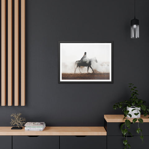 Fog Ride - Mystical Horse Framed Poster - Perfect for Home Decor & Gift Ideas