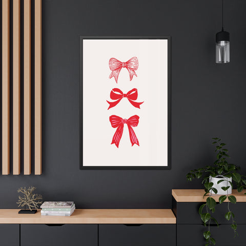 With a bow 3 - Charming Red Bow Framed Poster - Perfect Holiday Decor