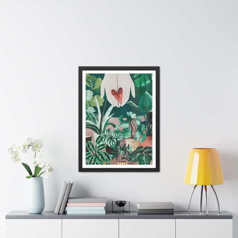 Green Thumb - Botanical Heart Framed Poster - Nature-Inspired Wall Art for Plant Lovers