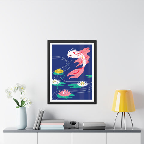 Japanese Garden 1 - Koi Fish Framed Poster - Tranquil Water Lily Art for Home Décor