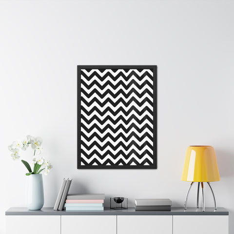 Damien 2 - Modern Chevron Framed Poster | Black & White Wall Art for Home Decor
