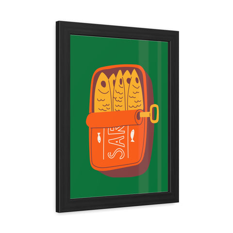Whimsical Sardines Can Framed Poster – Quirky Wall Art for Foodies and Home Decor