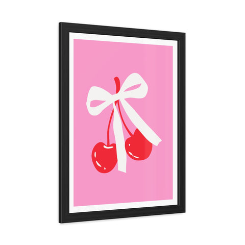 Lovin' 3 - Sweet Cherry Bow Framed Poster - Cute Home Decor for Vibrant Spaces