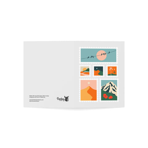 Travel Stamp Collage Greeting Card – Abstract Greeting Card - Illustrated, Beautiful, Modern