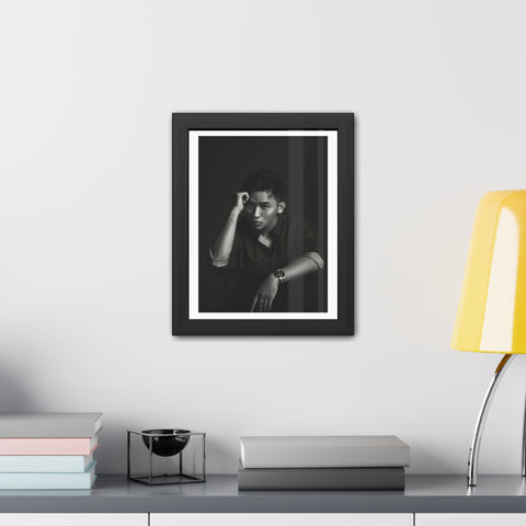 Male Portrait 1 - Elegant Framed Poster - Black and White Portrait for Modern Décor
