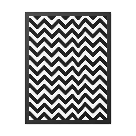 Damien 2 - Modern Chevron Framed Poster | Black & White Wall Art for Home Decor