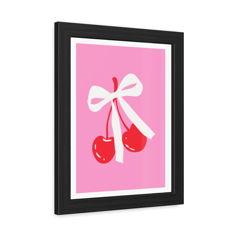 Lovin' 3 - Sweet Cherry Bow Framed Poster - Cute Home Decor for Vibrant Spaces