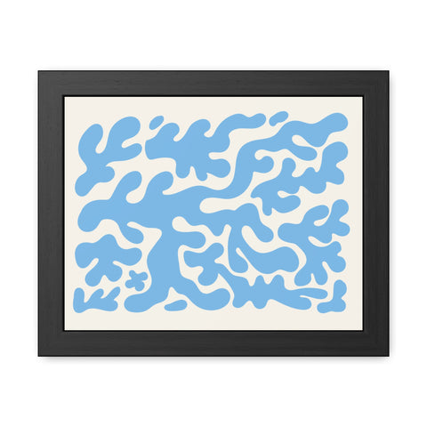 Mer 1 - Abstract Blue Coral Framed Poster - Modern Wall Art for Home Decor