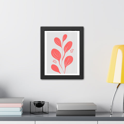 Stratica 3 - Modern Framed Floral Poster - Coral Leaf Design for Home Décor