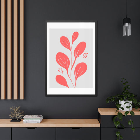 Stratica 3 - Modern Framed Floral Poster - Coral Leaf Design for Home Décor