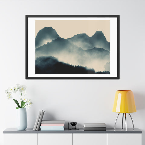 Foggy Morning 1 - Serene Mountain Framed Poster – Perfect Wall Art for Nature Lovers