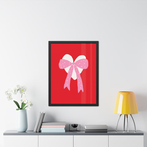 With a bow 2 - Heart Ribbon Framed Poster - Perfect for Valentine's Day Decor