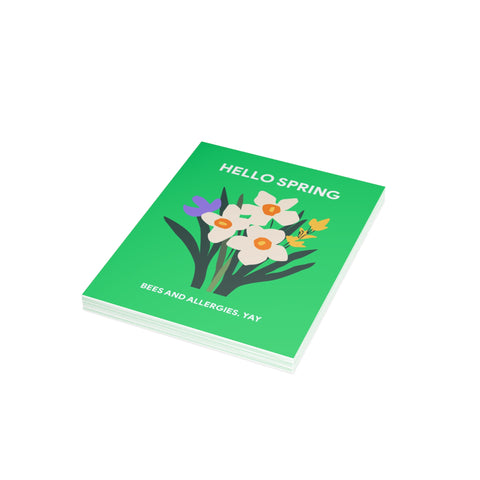 Hello Spring Greeting Card — Floral / Humorous Spring Card - Illustrated, Floral, Funny, any occasion