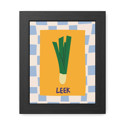 Whimsical Leek Framed Poster - Kitchen Art for Food Lovers