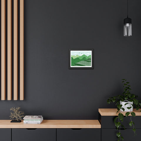 Greenscape - Serene Green Landscape Framed Poster - Nature Wall Art for Home Decor