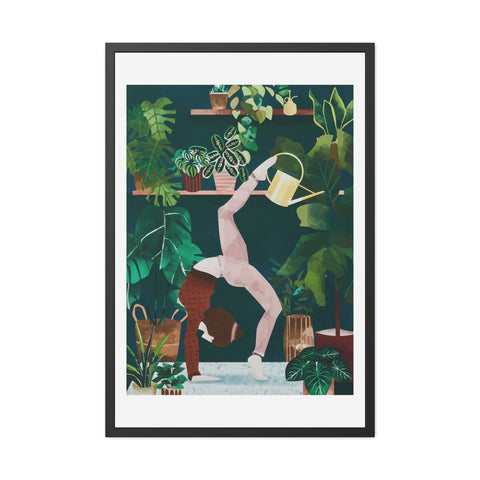 Botanical Yoga Framed Poster - Indoor Plant Decor for Peaceful Vibes