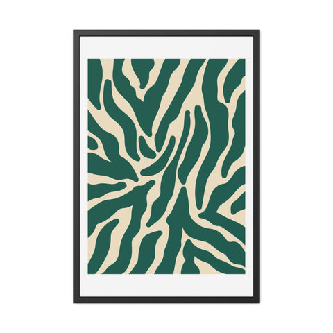 Natural formation 4- Modern Abstract Framed Poster - Green and Beige Wave Pattern Art for Home Decor