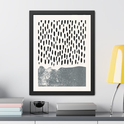 Ink Block 2 - Modern Minimalist Framed Poster - Black and White Abstract Art for Home Décor