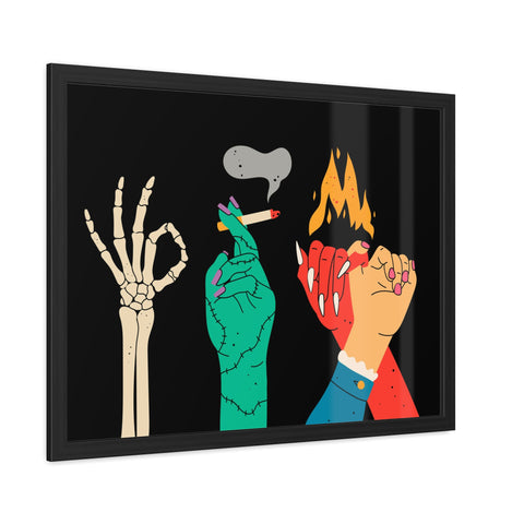 Hands Up - Bold Graphic Framed Posters - Edgy Art for Home Decor