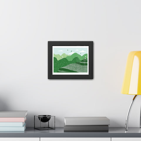 Greenscape - Serene Green Landscape Framed Poster - Nature Wall Art for Home Decor