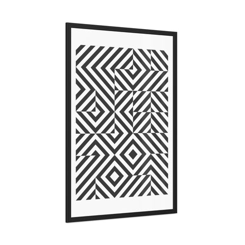 Gridline 2 - Modern Framed Poster | Black and White Geometric Art for Home Decor