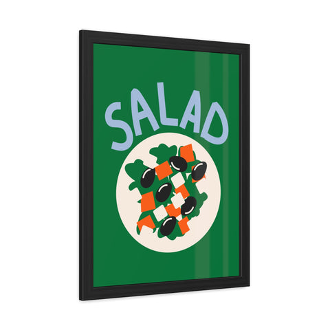 Whimsical Salad Framed Poster - Fun Kitchen Decor for Food Lovers