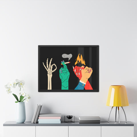Hands Up - Bold Graphic Framed Posters - Edgy Art for Home Decor
