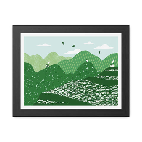 Greenscape - Serene Green Landscape Framed Poster - Nature Wall Art for Home Decor