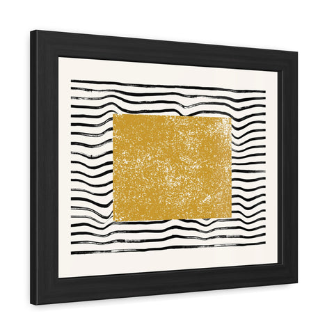 Ink Stamp 7 - Modern Abstract Framed Poster - Gold & Black Wavy Design for Home Decor