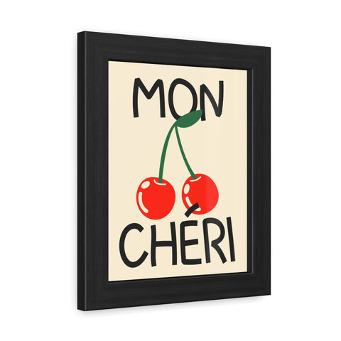 Mon Cheri Cherry Framed Poster - Fun Wall Art for Home Decor
